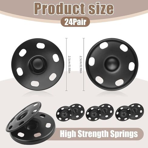 24Set 1inch/25mm أزرار Snap Snap كبيرة للملابس - خياطة على اللقطات لقطات الخياطة للنسيج - Snaps Metal Snaps Press Prick in Saudi Arabia