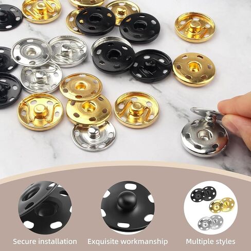 24Set 1inch/25mm أزرار Snap Snap كبيرة للملابس - خياطة على اللقطات لقطات الخياطة للنسيج - Snaps Metal Snaps Press Prick in Saudi Arabia