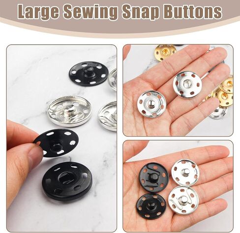 24Set 1inch/25mm أزرار Snap Snap كبيرة للملابس - خياطة على اللقطات لقطات الخياطة للنسيج - Snaps Metal Snaps Press Prick in Saudi Arabia