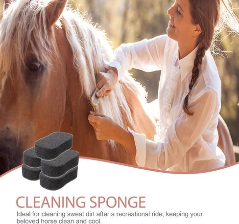 NOLITOY 5 Pcs Horse Grooming Sponge Scrubber, Horse Grooming Brush Kit Supplies for Cleaning Washing Bathing, Black in Saudi Arabia