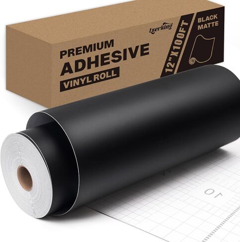 Lzerking Permanent Vinyl - Black 12"x100FT Matte Adhesive Vinyl Roll for Cricut, Silhouette, Cameo, Craft Die Cutters, Scrapbooking in Saudi Arabia
