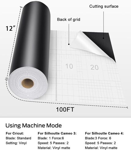 Lzerking Permanent Vinyl - Black 12"x100FT Matte Adhesive Vinyl Roll for Cricut, Silhouette, Cameo, Craft Die Cutters, Scrapbooking in Saudi Arabia