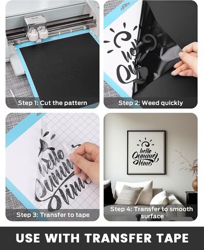 Lzerking Permanent Vinyl - Black 12"x100FT Matte Adhesive Vinyl Roll for Cricut, Silhouette, Cameo, Craft Die Cutters, Scrapbooking in Saudi Arabia