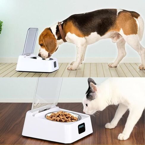 Sorandy Automatic Cat Feeder, Smart Feeder with Induction Lid Opening, Rechargeable Dog & Cat Feeding Bowl, 350ml Dry Food Dispenser for Small & Medium Pets in Saudi Arabia