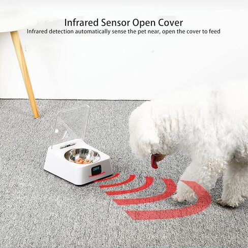 Sorandy Automatic Cat Feeder, Smart Feeder with Induction Lid Opening, Rechargeable Dog & Cat Feeding Bowl, 350ml Dry Food Dispenser for Small & Medium Pets in Saudi Arabia