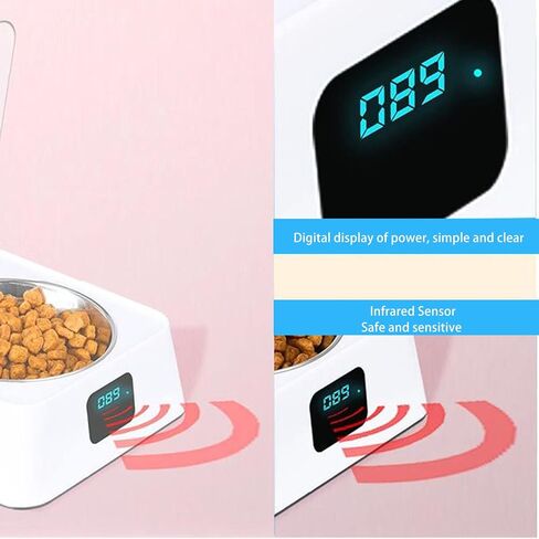 Sorandy Automatic Cat Feeder, Smart Feeder with Induction Lid Opening, Rechargeable Dog & Cat Feeding Bowl, 350ml Dry Food Dispenser for Small & Medium Pets in Saudi Arabia