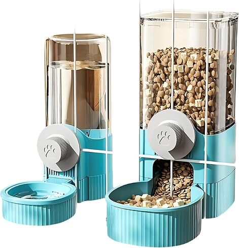 GPY Automatic Automatic Gravity Feeder Peter ومجموعة موزع المياه ， تغذية أرنب أوتوماتيكية وموزع ماء للكلاب للكلاب حيوانات الحيوانات الأليفة سعة كبيرة (تغذية المياه الزرقاء ومغذي الغذاء) (رمادي) in Kuwait