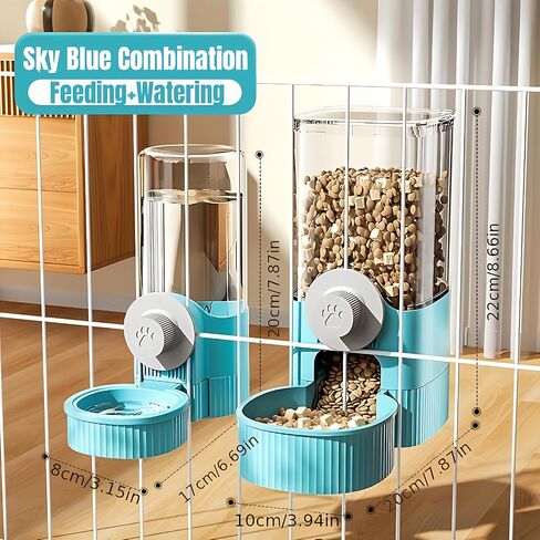 GPY Automatic Automatic Gravity Feeder Peter ومجموعة موزع المياه ， تغذية أرنب أوتوماتيكية وموزع ماء للكلاب للكلاب حيوانات الحيوانات الأليفة سعة كبيرة (تغذية المياه الزرقاء ومغذي الغذاء) (رمادي) in Kuwait