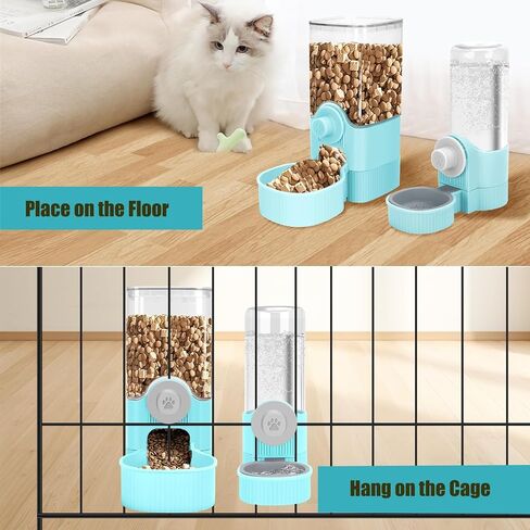GPY Automatic Automatic Gravity Feeder Peter ومجموعة موزع المياه ， تغذية أرنب أوتوماتيكية وموزع ماء للكلاب للكلاب حيوانات الحيوانات الأليفة سعة كبيرة (تغذية المياه الزرقاء ومغذي الغذاء) (رمادي) in Kuwait