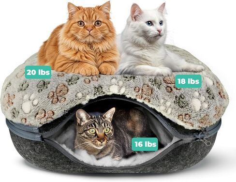 RINGTAIL Peekaboo Cat Cave - Cat Caves for Indoor Cats, Cat Donut Tunnel Bed, Kitten Beds Felt, Cat Bed Cave Large with Two Fluffy Fleece Cushion, Nest Cove Scratch-Resistant Detachable & Washable in Saudi Arabia