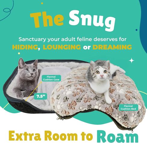 RINGTAIL Peekaboo Cat Cave - Cat Caves for Indoor Cats, Cat Donut Tunnel Bed, Kitten Beds Felt, Cat Bed Cave Large with Two Fluffy Fleece Cushion, Nest Cove Scratch-Resistant Detachable & Washable in Saudi Arabia