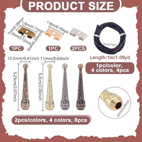 NBEADS 4 Sets Bolo Tie Making Kit, Bolo Tie Tips Replacement End Caps Kit Rectangle Bolo Tie Buckle Accessories with 8 Pcs Alloy Cord End and 4 Pcs Iron Bolo Tie Slide Clasps for Bolo Tie Making in Saudi Arabia