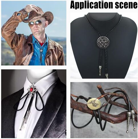 NBEADS 4 Sets Bolo Tie Making Kit, Bolo Tie Tips Replacement End Caps Kit Rectangle Bolo Tie Buckle Accessories with 8 Pcs Alloy Cord End and 4 Pcs Iron Bolo Tie Slide Clasps for Bolo Tie Making in Saudi Arabia