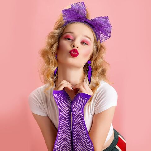 80s Costumes for Women, 80s Accessories Set with Fishnet Gloves Leg Warmers, Tutu Skirts for 1980s Theme Party Outfits in Kuwait