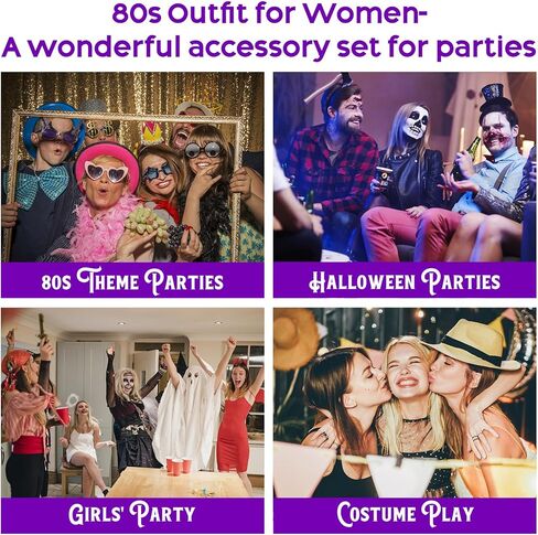 80s Costumes for Women, 80s Accessories Set with Fishnet Gloves Leg Warmers, Tutu Skirts for 1980s Theme Party Outfits in Kuwait