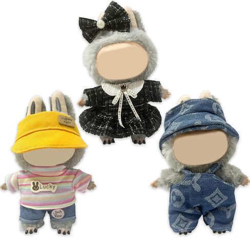 7 من 3 عبوات - مجموعة ملابس ل Labubu (بدون دمية) - تشمل ملابس الدمية المصنوعة يدويا in Kuwait