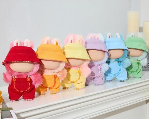 17cm 6.7" Doll Clothes Set (No Doll) Hat and Dress Designer for Boys Girls Labubu Red Orange Yellow Green Blue Purple (Green) in Saudi Arabia