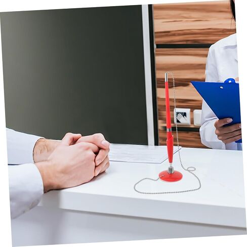 Artibetter متعددة الوظائف قلم التوقيع الأحمر مع سلسلة لعدادات الفنادق والبنك على سلس كتابة قلم سطح المكتب البلاستيكي للتوقيع والملاحظات وتوريد المكتب المريح باليد in Saudi Arabia