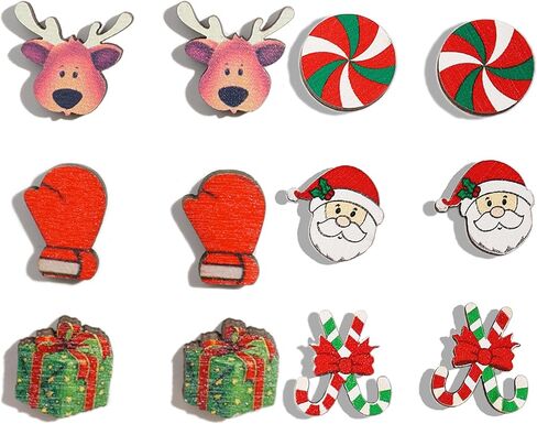 6-16 Pair Christmas Earrings for Women Cute Funny Christmas Earrings for Girls Bow Tree Santa Holiday Earrings for Christmas Gifts in Kuwait