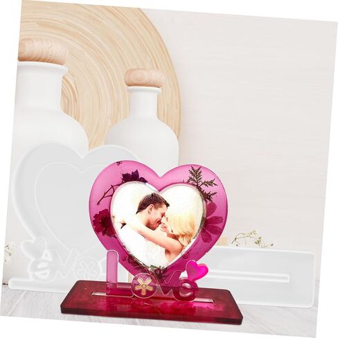 homoyoyo 1set شكل قلب شكل سيليكون صورة إطار صياغة لصياغة مجموعة إطار الصورة الإبداعية لزخارف المنزل قوالب السيليكون لعرض صور فريدة من نوعها in Saudi Arabia