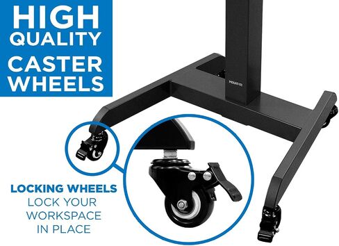 جبل! محطة عمل قابلة للتعديل قابلة للتعديل مع ارتفاع الهاتف المحمول مع عجلات | Rolling Sit Stand Workstation مع وحدة تحكم تعديل الارتفاع القابلة للبرمجة | 31.5 × 14.5 في الطاولة in Kuwait