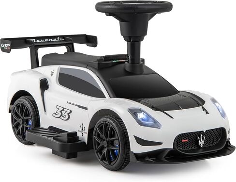 Costzon Push Car للأطفال الصغار ، 3 من كل واحد من عربة Maserati المرخصة في عربة المشي مع مقبض ، Basslail ، تحت تخزين المقعد ، القرن والموسيقى ، القدم إلى الأرض ركوب الألعاب على الأولاد الفتيات (أبيض) in Saudi Arabia
