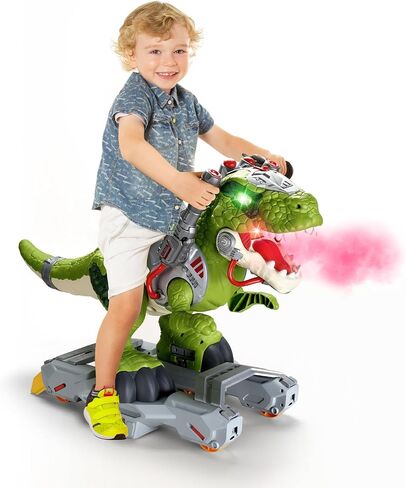 Ride Dinosaur on toy cars for Kids ، Riddler Electric Ride on Toys with Music و Light & Smoke ، هدية صبي عمرها 3-5 سنوات ، مشاة سكوتر الأطفال في مرحلة ما قبل المدرسة إلى الهواء الطلق في الهواء الطلق في الهواء الطلق in Kuwait