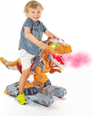 Ride Dinosaur on toy cars for Kids ، Riddler Electric Ride on Toys with Music و Light & Smoke ، هدية صبي عمرها 3-5 سنوات ، مشاة سكوتر الأطفال في مرحلة ما قبل المدرسة إلى الهواء الطلق في الهواء الطلق في الهواء الطلق in Kuwait