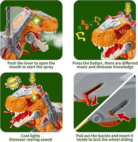 Ride Dinosaur on toy cars for Kids ، Riddler Electric Ride on Toys with Music و Light & Smoke ، هدية صبي عمرها 3-5 سنوات ، مشاة سكوتر الأطفال في مرحلة ما قبل المدرسة إلى الهواء الطلق في الهواء الطلق في الهواء الطلق in Kuwait