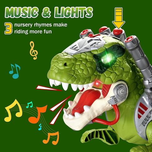 Ride Dinosaur on toy cars for Kids ، Riddler Electric Ride on Toys with Music و Light & Smoke ، هدية صبي عمرها 3-5 سنوات ، مشاة سكوتر الأطفال في مرحلة ما قبل المدرسة إلى الهواء الطلق في الهواء الطلق في الهواء الطلق in Kuwait