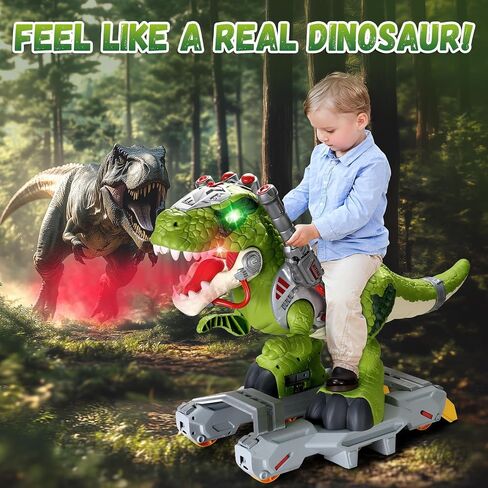 Ride Dinosaur on toy cars for Kids ، Riddler Electric Ride on Toys with Music و Light & Smoke ، هدية صبي عمرها 3-5 سنوات ، مشاة سكوتر الأطفال في مرحلة ما قبل المدرسة إلى الهواء الطلق في الهواء الطلق في الهواء الطلق in Kuwait