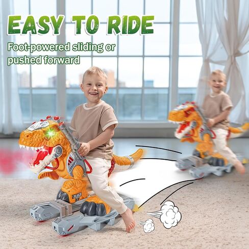 Ride Dinosaur on toy cars for Kids ، Riddler Electric Ride on Toys with Music و Light & Smoke ، هدية صبي عمرها 3-5 سنوات ، مشاة سكوتر الأطفال في مرحلة ما قبل المدرسة إلى الهواء الطلق في الهواء الطلق في الهواء الطلق in Kuwait