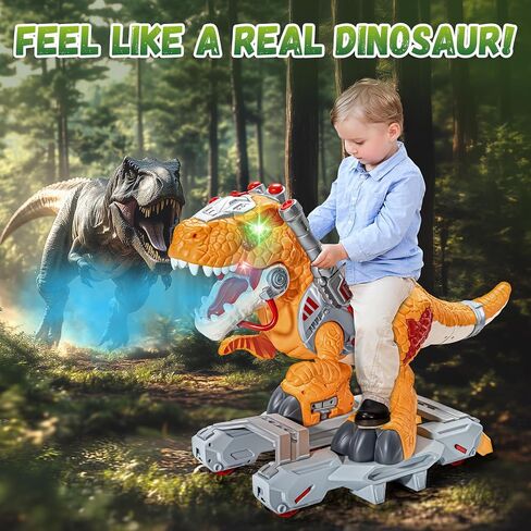 Ride Dinosaur on toy cars for Kids ، Riddler Electric Ride on Toys with Music و Light & Smoke ، هدية صبي عمرها 3-5 سنوات ، مشاة سكوتر الأطفال في مرحلة ما قبل المدرسة إلى الهواء الطلق في الهواء الطلق في الهواء الطلق in Kuwait