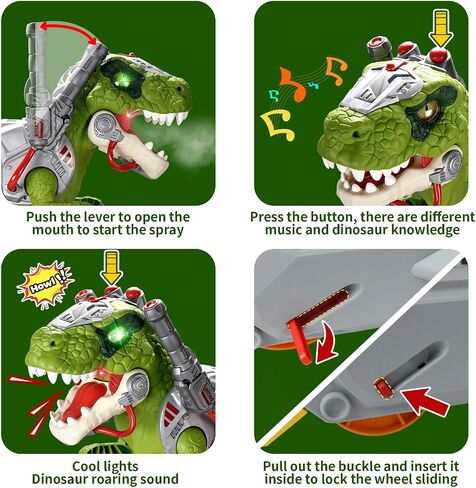 Ride Dinosaur on toy cars for Kids ، Riddler Electric Ride on Toys with Music و Light & Smoke ، هدية صبي عمرها 3-5 سنوات ، مشاة سكوتر الأطفال في مرحلة ما قبل المدرسة إلى الهواء الطلق في الهواء الطلق في الهواء الطلق in Kuwait