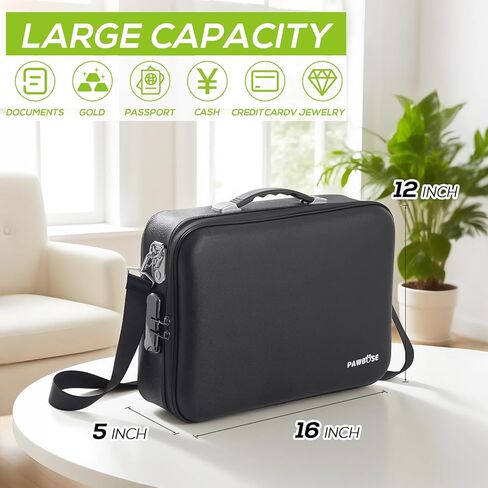 مربع مستندات مقاوم للحريق مع قفل تركيبة ، مقاومة للماء مقاومة للماء آمنة للوثائق المهمة ، الشهادات ، الكمبيوتر المحمول ، جوازات السفر （16''x12''x5 '' '' in Kuwait