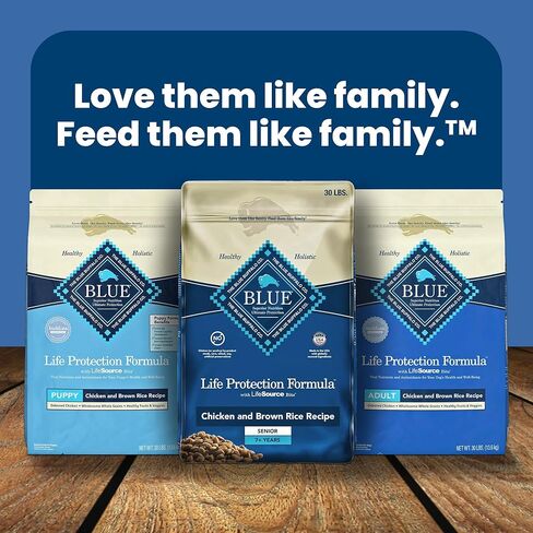 Blue Buffalo Protection Formula Bread Bread include Dry Dog Food ، يعزز صحة المفاصل والمناعة ، المصنوعة من المكونات الطبيعية ، وصفة دجاج وأرز بني ، 34 رطل. شنطة in Kuwait