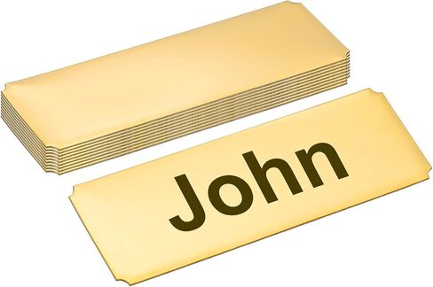 PATIKIL 3"x1" Stainless Steel Laser Engraved Mount Metal Name Plate, 10 Pack Self Adhesive Sign Personalized Custom Blank Plate for DIY Laser Printing, Notched Corner Gold in Saudi Arabia