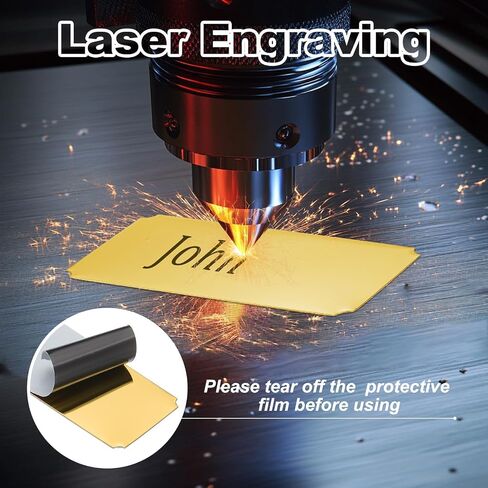 PATIKIL 3"x1" Stainless Steel Laser Engraved Mount Metal Name Plate, 10 Pack Self Adhesive Sign Personalized Custom Blank Plate for DIY Laser Printing, Notched Corner Gold in Saudi Arabia
