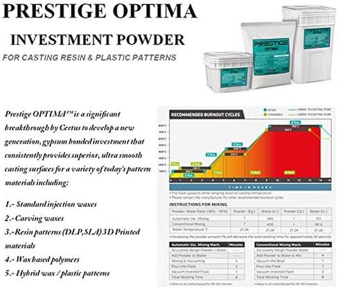 Prestige Optima ™ Jewelry Casting Investment Powder-سطح أملس للغاية لنماذج الراتنجات ثلاثية الأبعاد والذهب والفضة والمعادن النحاسية وغير الحديدية ، 20 رطلاً in Saudi Arabia