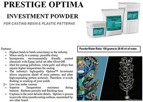 Prestige Optima ™ Jewelry Casting Investment Powder-سطح أملس للغاية لنماذج الراتنجات ثلاثية الأبعاد والذهب والفضة والمعادن النحاسية وغير الحديدية ، 20 رطلاً in Saudi Arabia