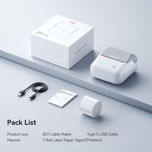 Niimbot B31 Maker Maker مع شريط ، طابعة تسمية محمولة 3 بوصة للباركود ، العنوان ، الشعار ، وضع العلامات ، صانع الملصقات الحرارية متوافقة مع الهواتف الذكية والكمبيوتر الشخصي ، الأزرق الداكن in Kuwait