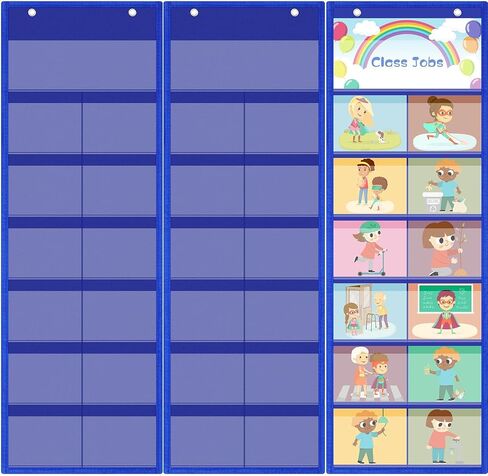 3 Pack Pocket Clat for Classroom 29.5 × 10 in 12+1 جيوب معلقة منظم ملفات الحائط للبطاقات ، الصور ، مخطط السلوك التعليمي لإدارة الفصل ، منظمة مكتب المعلم (أسود) in Kuwait