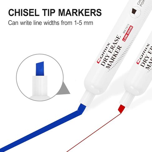 Comix Dry Erase Markers, 4 Assorted Colors, 4 Sets of 36 Markers, 144 Markers Total, Chisel Tip Whiteboard Makrers for Teachers Office & School Supplies in Saudi Arabia