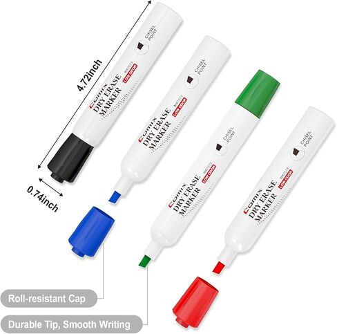 Comix Dry Erase Markers, 4 Assorted Colors, 4 Sets of 36 Markers, 144 Markers Total, Chisel Tip Whiteboard Makrers for Teachers Office & School Supplies in Saudi Arabia