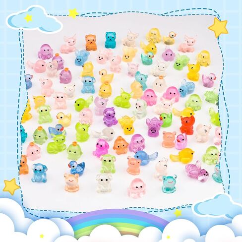 100pcs Luminous Mini Resin Animals, Glow in The Dark Miniature Fairy for Micro Garden Dollhouse Decor Landscape Aquarium Craft Gifts Party Favors (Luminous Mini Animal) in Kuwait