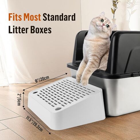 Cat Litter Box Ramp, Litter Box Step Mat with Filter Function, Cat Litter Catcher for Self-Cleaning Litter Boxes, Cats Pedal Stool Ideal for Kitten & Elderly Cats (Light Grey) in Kuwait