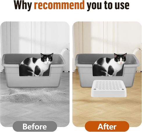 Cat Litter Box Ramp, Litter Box Step Mat with Filter Function, Cat Litter Catcher for Self-Cleaning Litter Boxes, Cats Pedal Stool Ideal for Kitten & Elderly Cats (Light Grey) in Kuwait