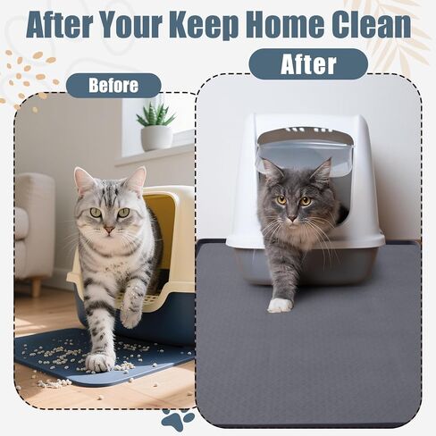 Breling Silicone Cat Litter Mat, Extra Large 51.2" x 25.6" Waterproof Cat Litter Mat for Scatter Control, Easy to Clean & Soft on Kitty Paws, Non-Slip Pad to Keep The Floor Clean, Dark Grey in Saudi Arabia