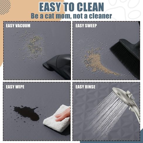 Breling Silicone Cat Litter Mat, Extra Large 51.2" x 25.6" Waterproof Cat Litter Mat for Scatter Control, Easy to Clean & Soft on Kitty Paws, Non-Slip Pad to Keep The Floor Clean, Dark Grey in Saudi Arabia