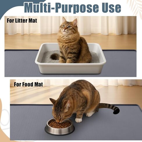 Breling Silicone Cat Litter Mat, Extra Large 51.2" x 25.6" Waterproof Cat Litter Mat for Scatter Control, Easy to Clean & Soft on Kitty Paws, Non-Slip Pad to Keep The Floor Clean, Dark Grey in Saudi Arabia